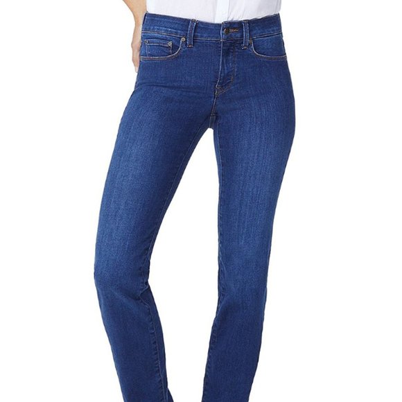NYDJ | Marilyn Straight-Leg Medium Blue Cooper Jeans (Size:12) - Picture 2 of 12
